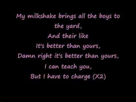 lyrics my milkshake is better than yours